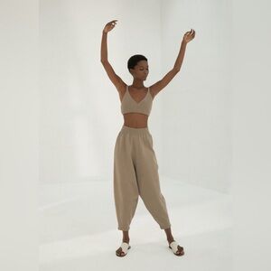 Monica Cordera cotton knit pants in taupe